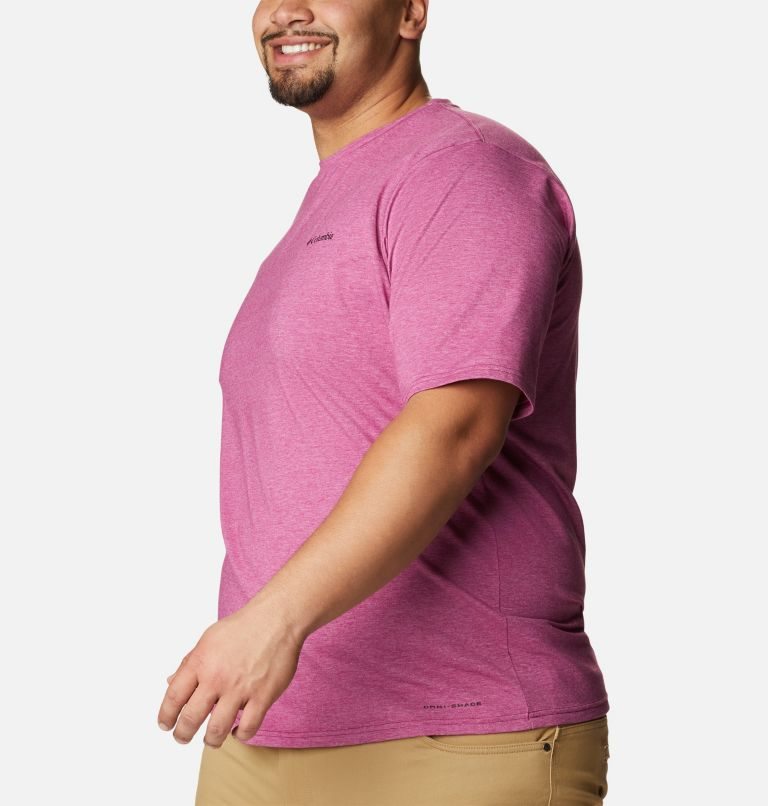 Men's Columbia Sun Trek Short Sleeve T Shirts Fuchsia | Plus Size CA-F501L